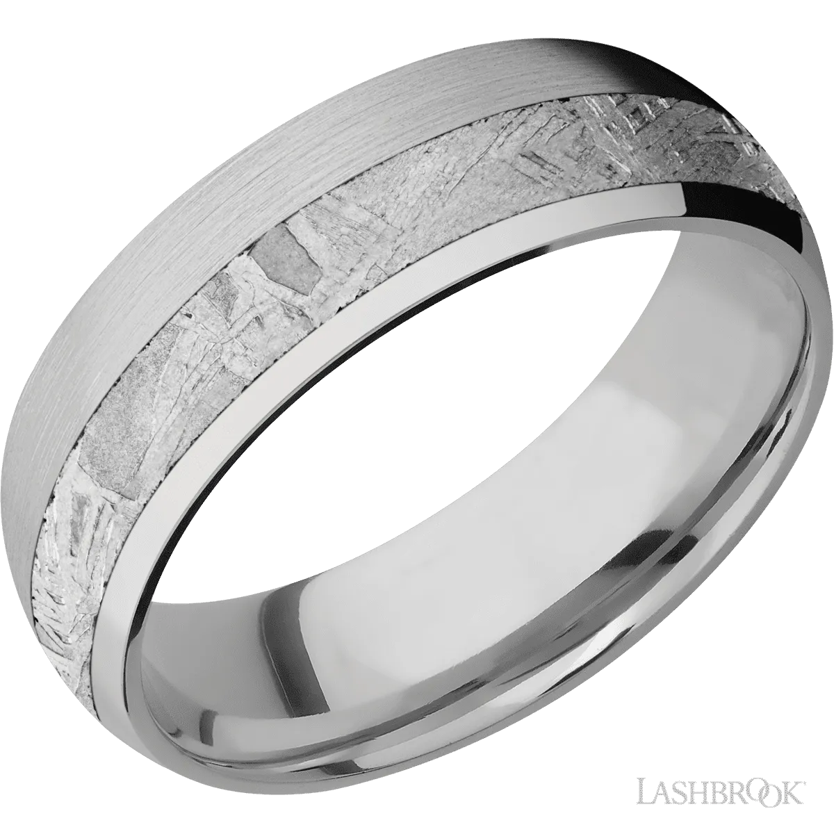 Titanium with Satin , Polish Finish and Meteorite Inlay - 7MM