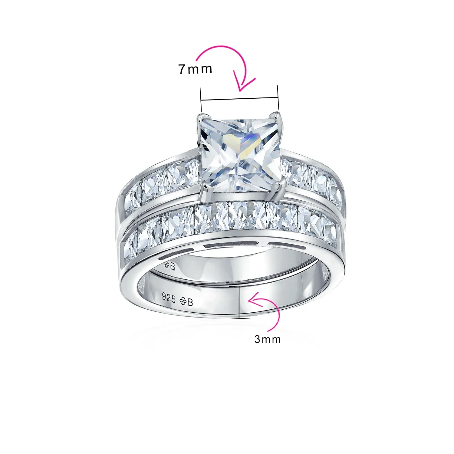 Traditional 2CT Princess Cut Cocktail Statement Ring in Sterling Silver