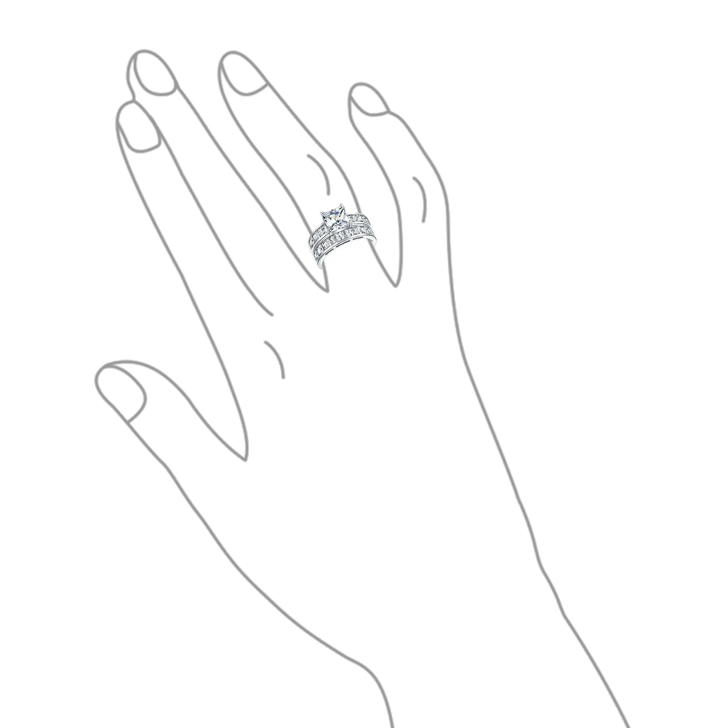 Traditional 2CT Princess Cut Cocktail Statement Ring in Sterling Silver