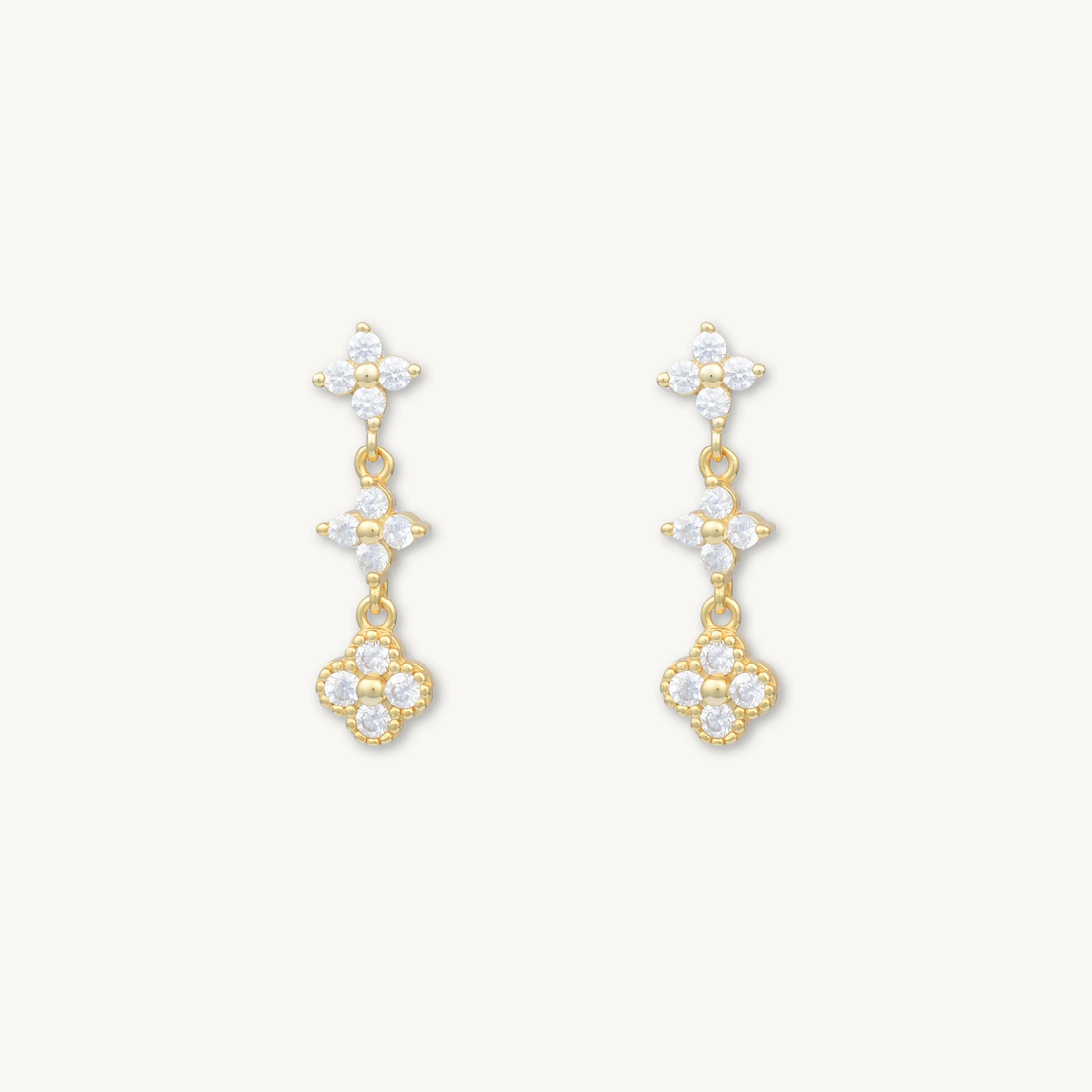 Trio Clover Sapphire Dangling Stud Earrings