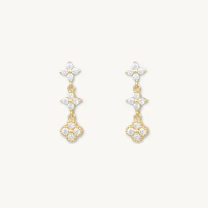 Trio Clover Sapphire Dangling Stud Earrings