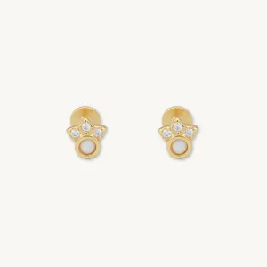 Trio Sapphire Opal Flat Back Earrings