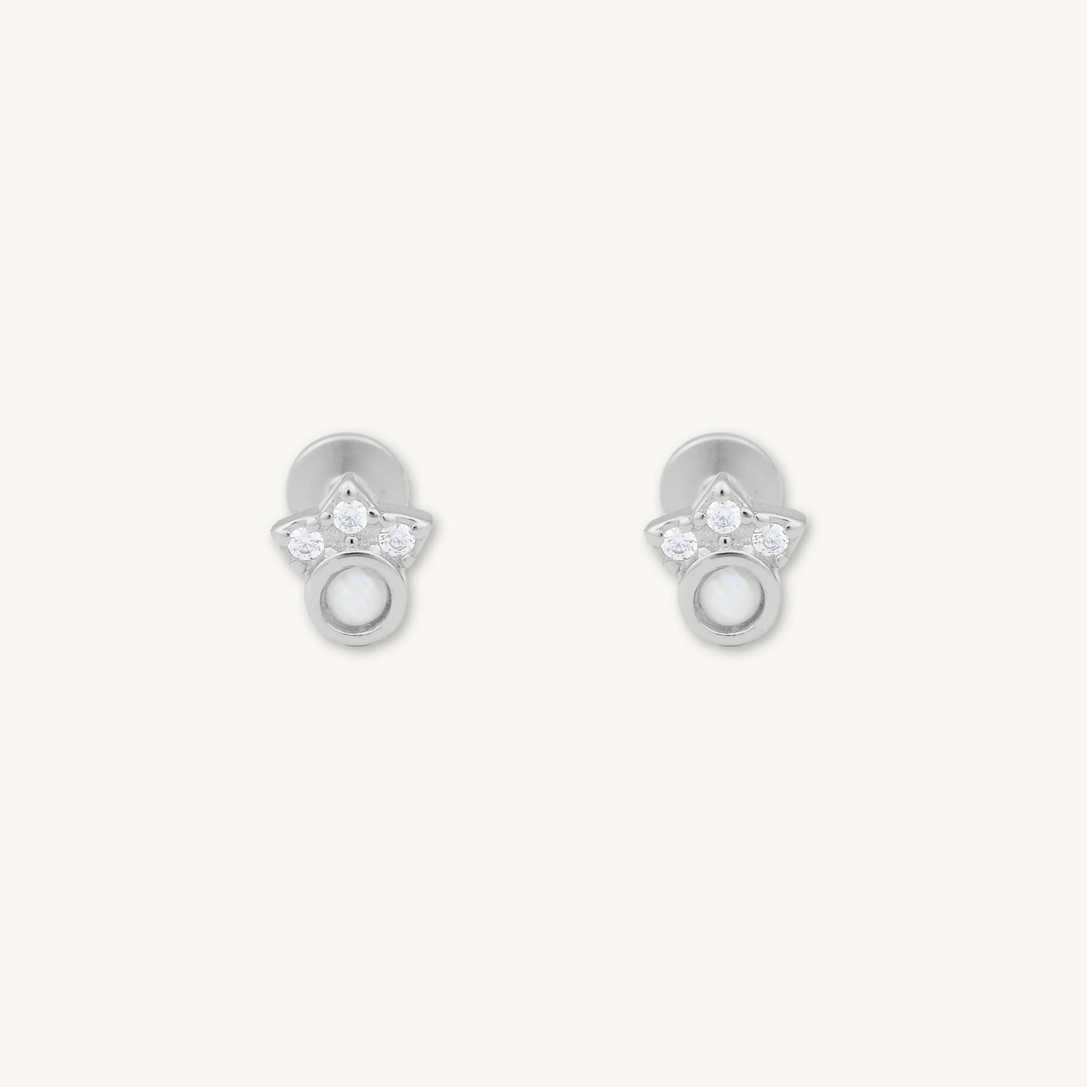 Trio Sapphire Opal Flat Back Earrings