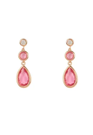 Tuscany Gemstone Drop Earrings Dipped in Rose Gold Pink Tourmaline