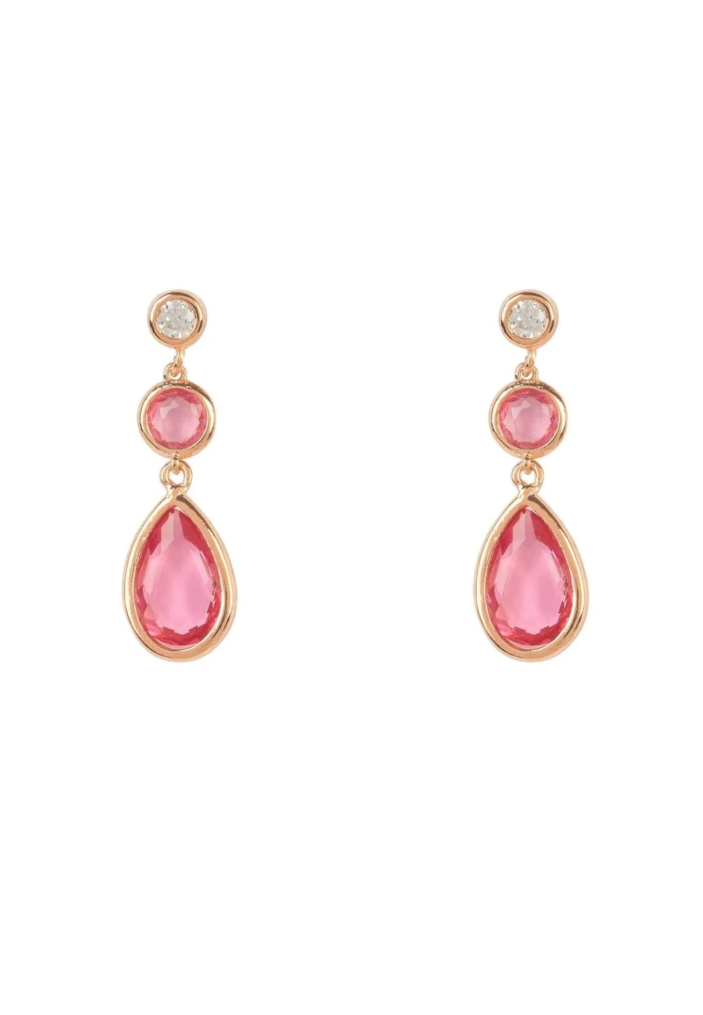 Tuscany Gemstone Drop Earrings Dipped in Rose Gold Pink Tourmaline