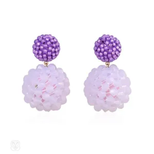 Two-toned violet hand beaded earrings