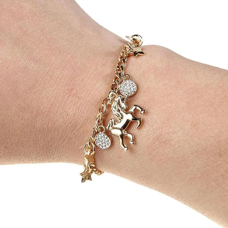 Unicorn Star and Moon Charm Bracelet