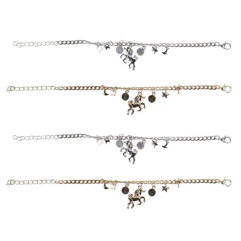 Unicorn Star and Moon Charm Bracelet