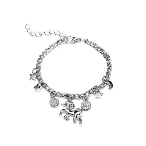 Unicorn Star and Moon Charm Bracelet