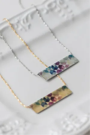 Vibrant Hex Bar Necklace - Gold