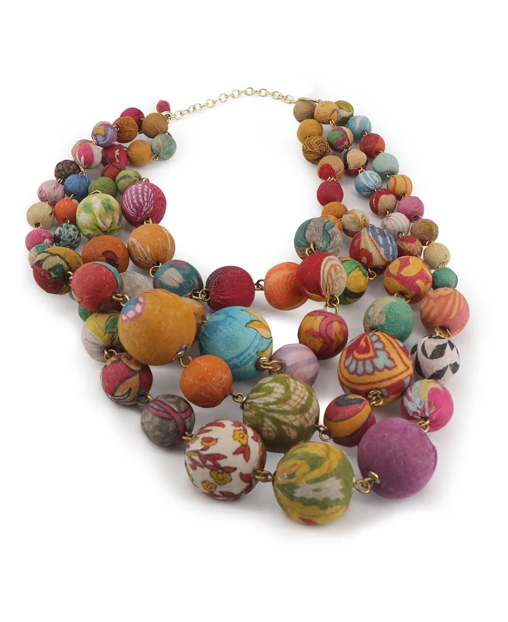 Vibrant Kantha Bead Multi-Strand Necklace