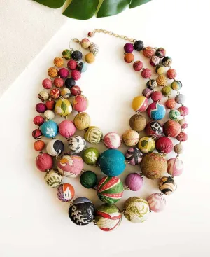 Vibrant Kantha Bead Multi-Strand Necklace