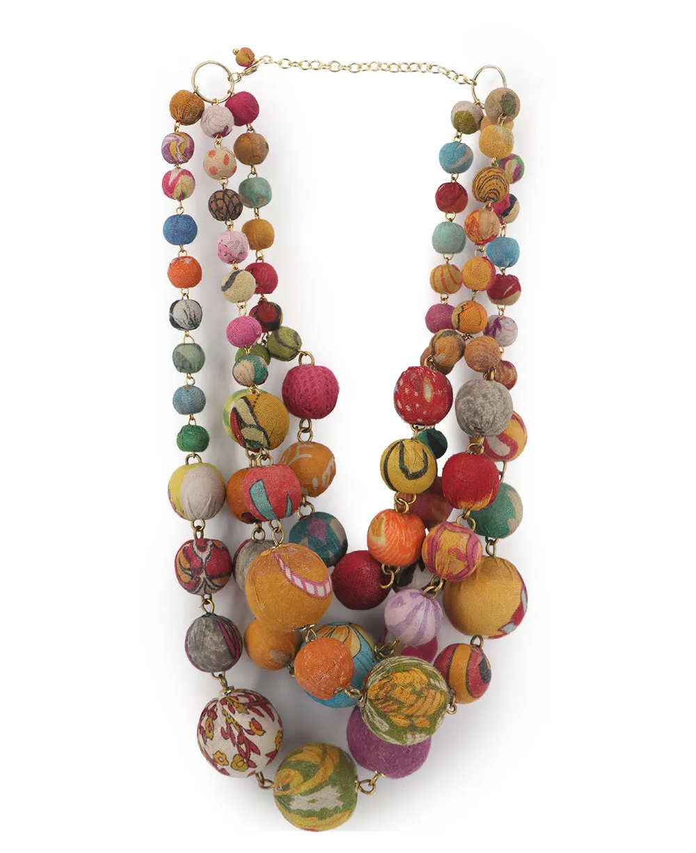 Vibrant Kantha Bead Multi-Strand Necklace