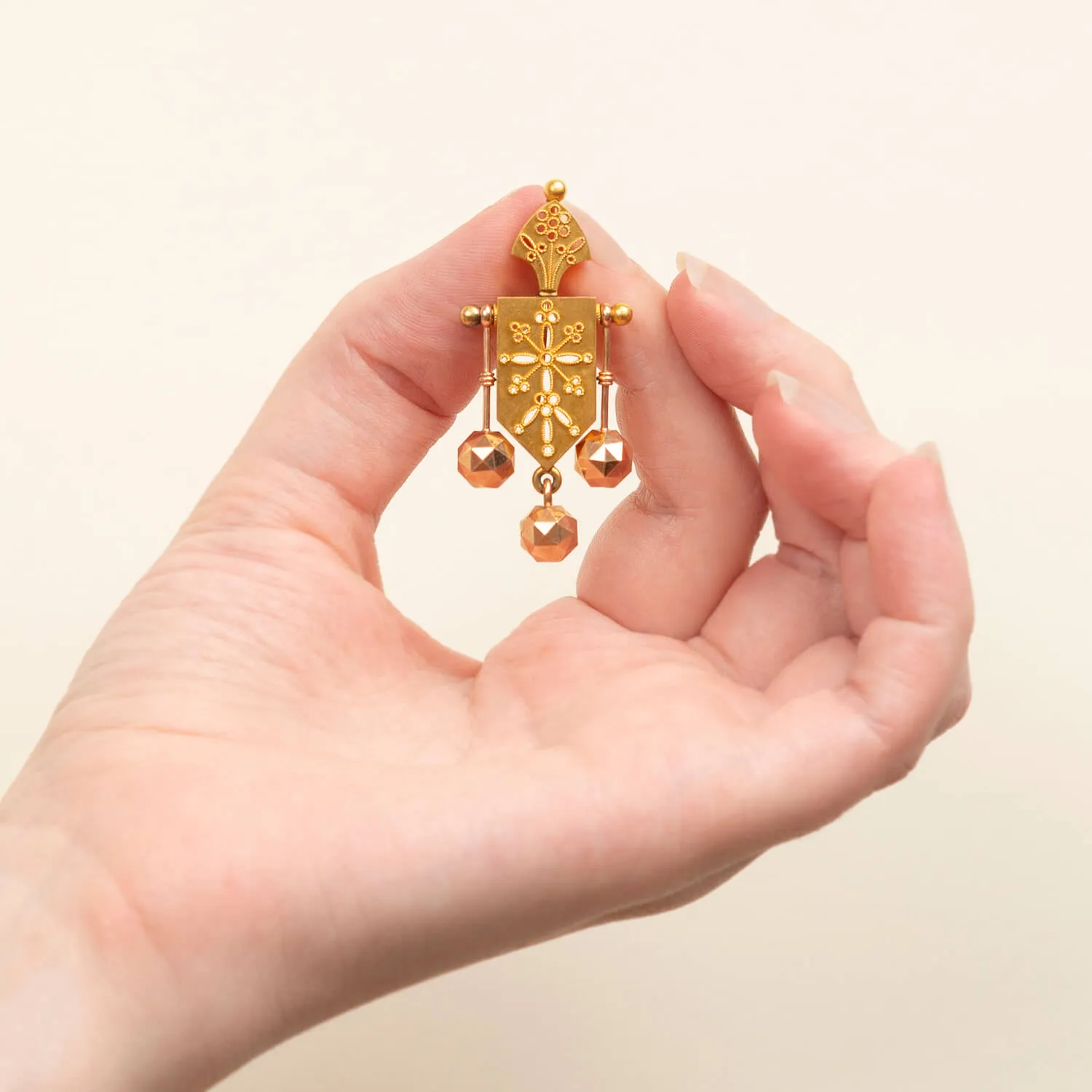Victorian 14k Etruscan Dangling Gold Earrings