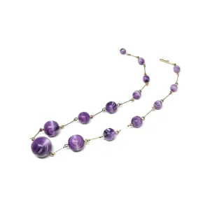 Vintage 1930's Purple Rolled Gold Glass Necklace
