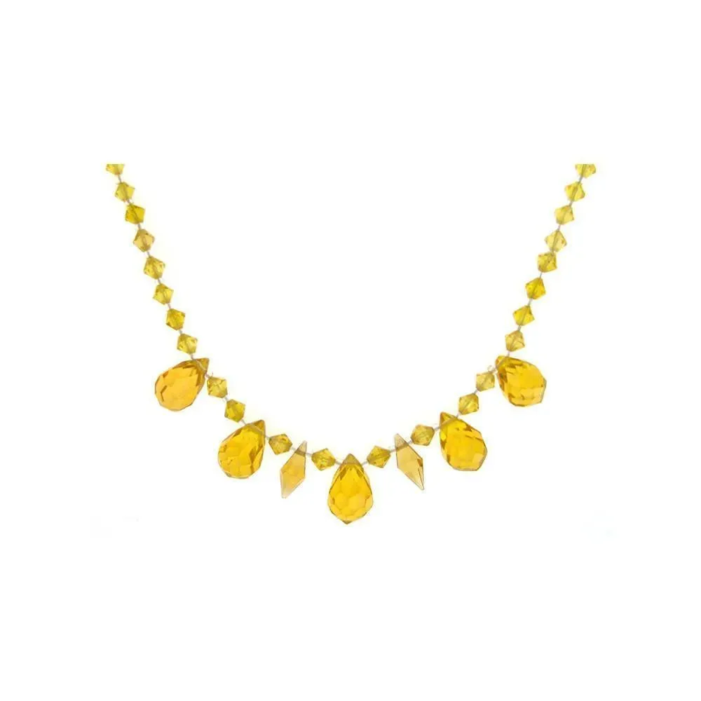 Vintage 1940's Yellow Glass Necklace