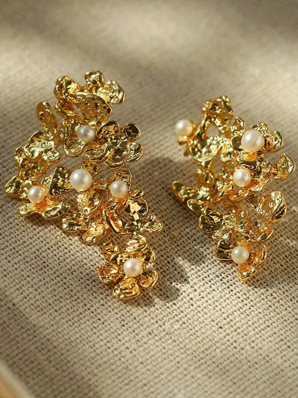 Vintage Flower Pearl Earrings