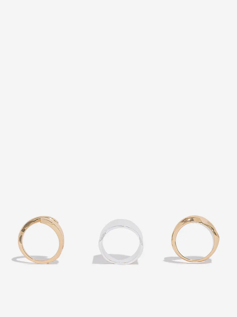 Westside Accessories Gold and Silver Rings - Pack of 3