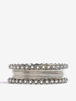 Westside Accessories Silver Mirror-Work Bangle Set