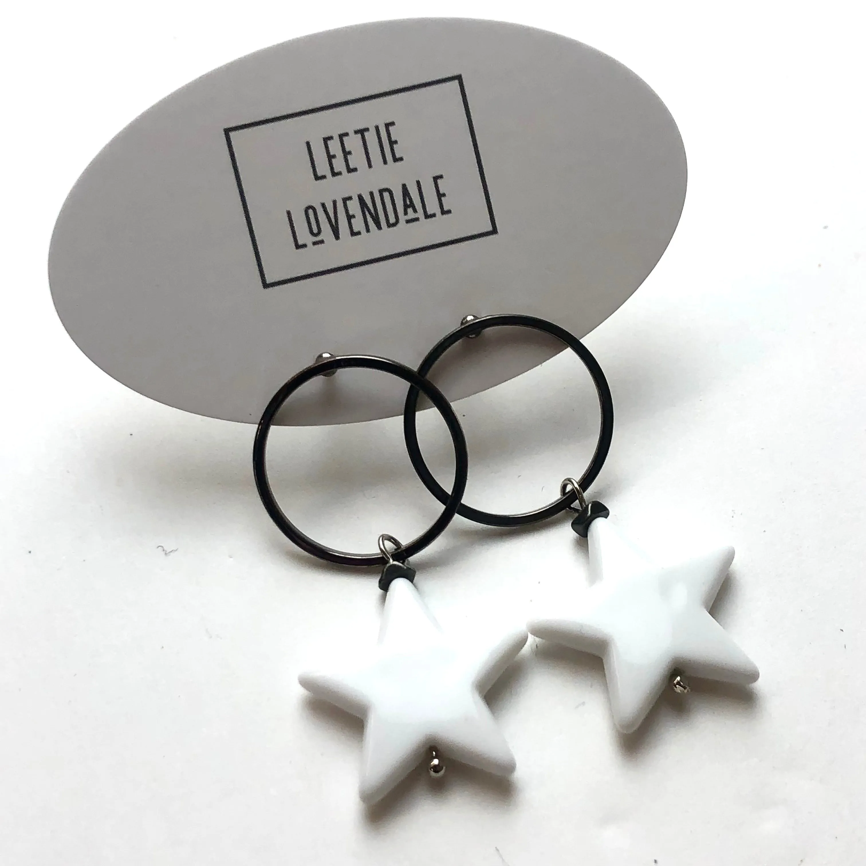 White Star Orb Earrings