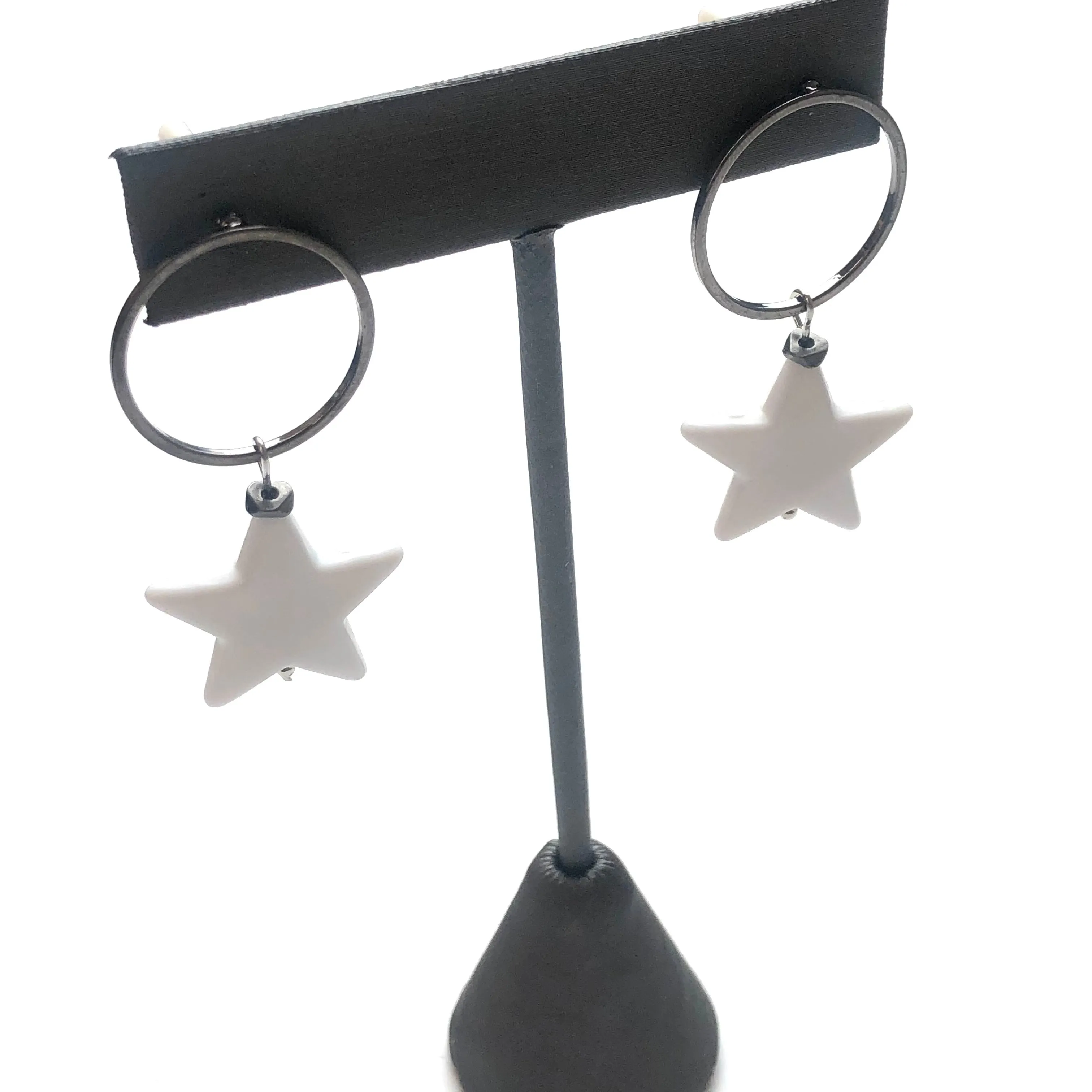 White Star Orb Earrings