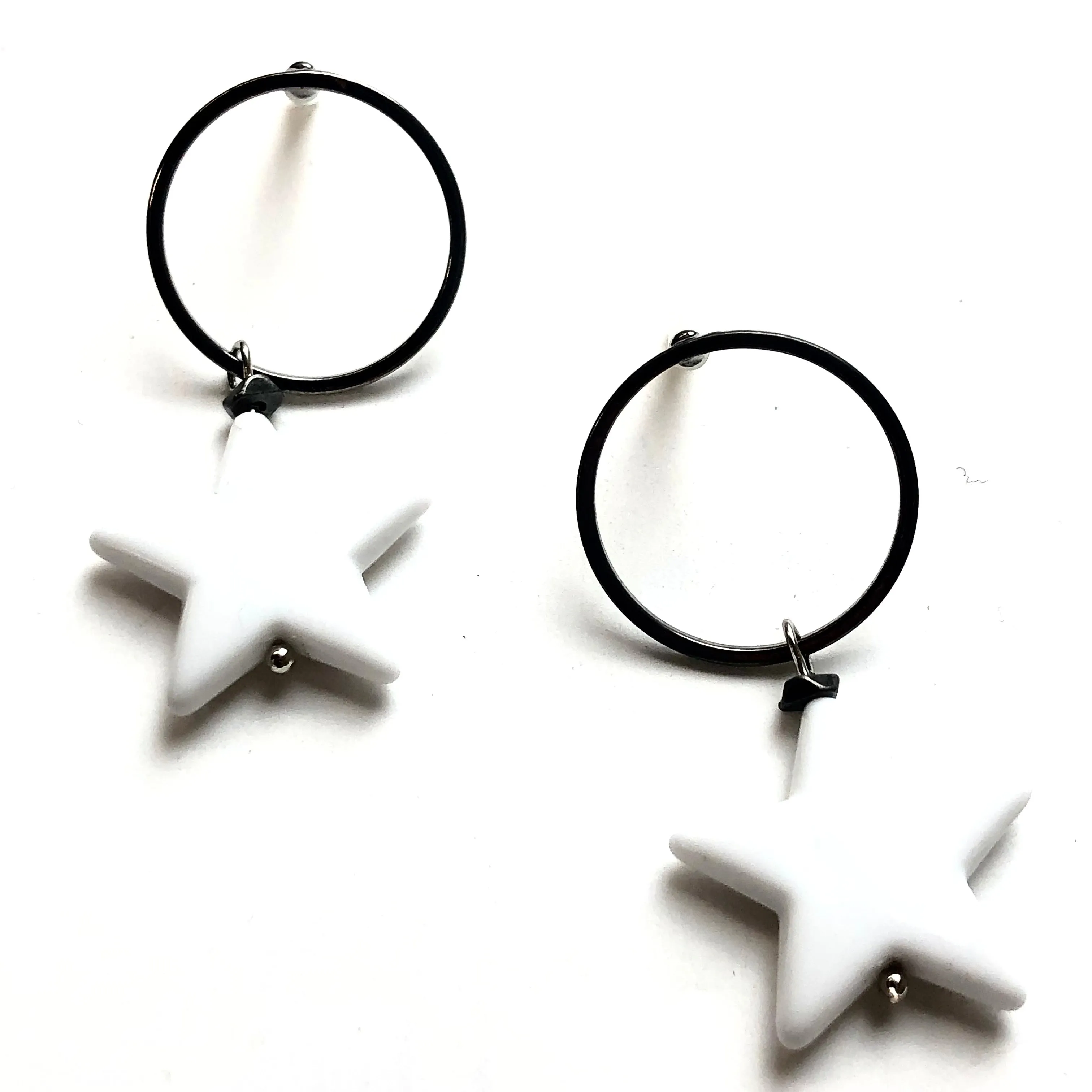 White Star Orb Earrings