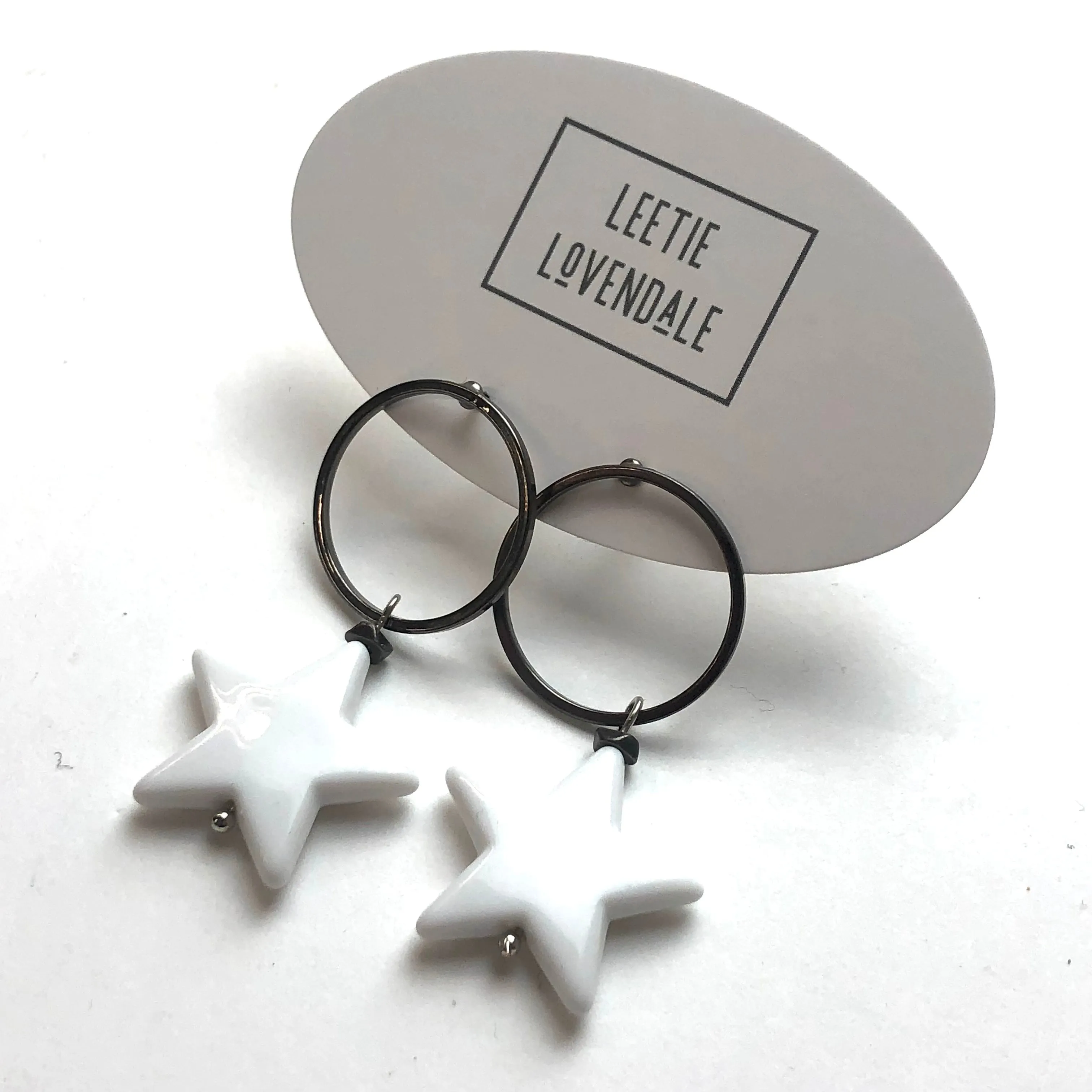 White Star Orb Earrings