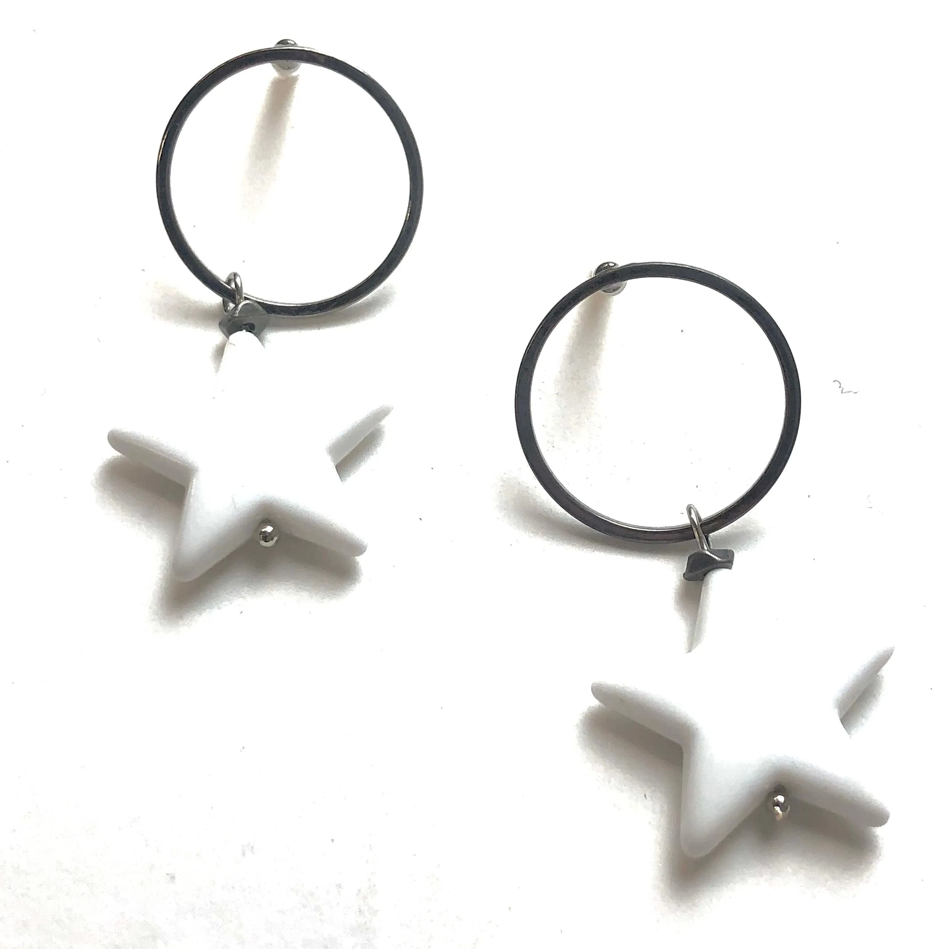 White Star Orb Earrings