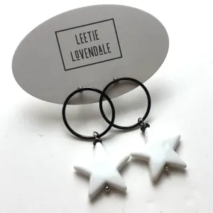 White Star Orb Earrings