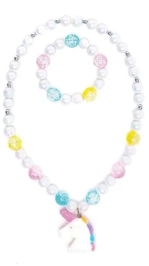 White Unicorn Necklace Bracelet Set