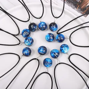 Wholesale Starry Sky Glowing Zodiac Sign Pendant Glass Forest System Fresh Clavicle Chain