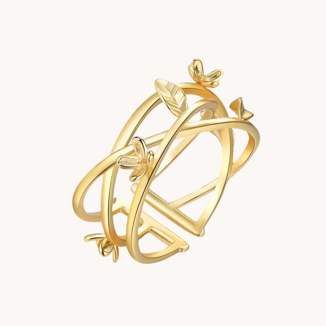 Wildflower Gold Adjustable Ring W.