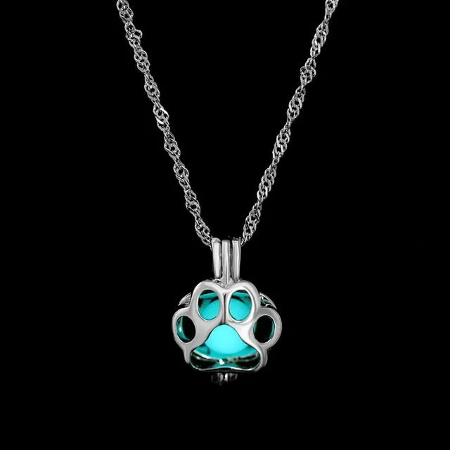 Women Gem Charm Silver Jewelry Moon Glowing Stone Necklace