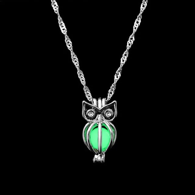 Women Gem Charm Silver Jewelry Moon Glowing Stone Necklace