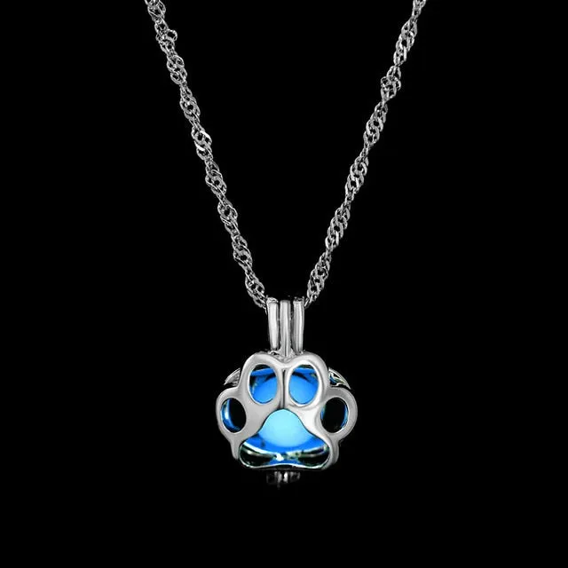 Women Gem Charm Silver Jewelry Moon Glowing Stone Necklace