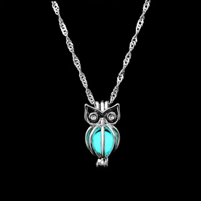 Women Gem Charm Silver Jewelry Moon Glowing Stone Necklace