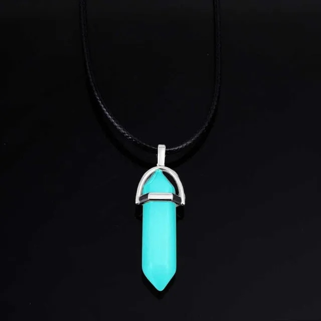 Women Gem Charm Silver Jewelry Moon Glowing Stone Necklace