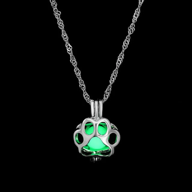 Women Gem Charm Silver Jewelry Moon Glowing Stone Necklace