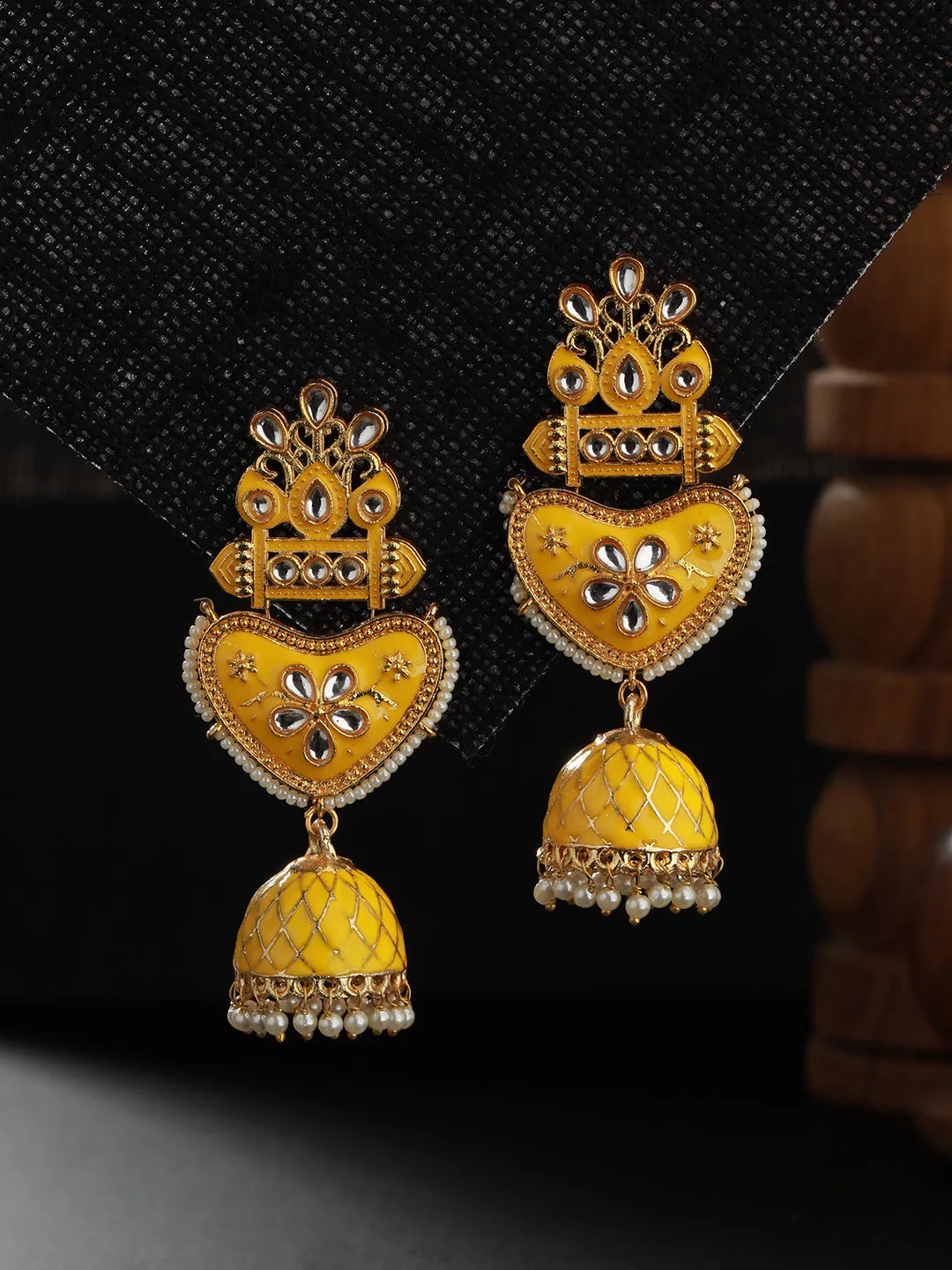 Yellow Contemporary Jhumkas