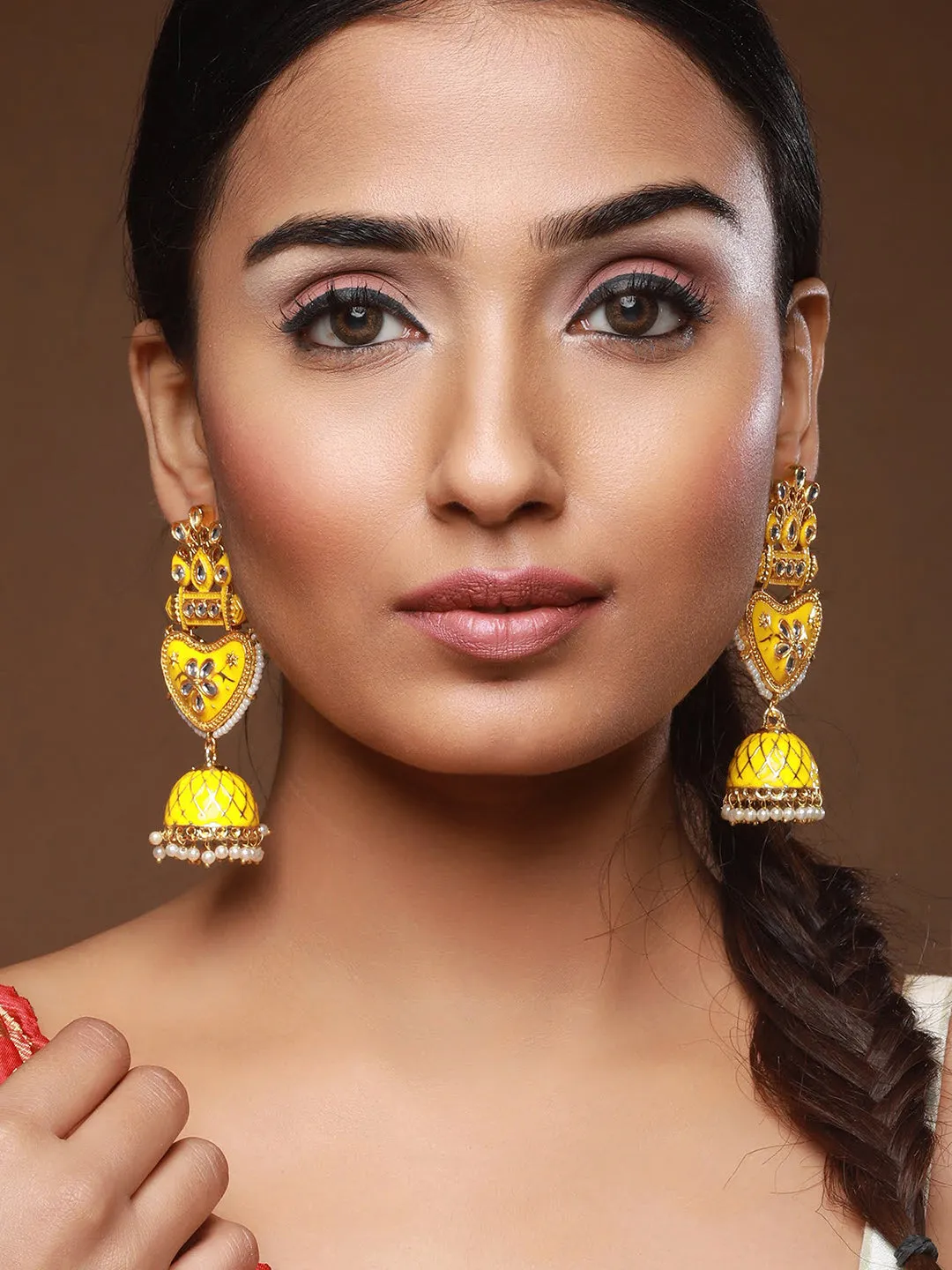 Yellow Contemporary Jhumkas