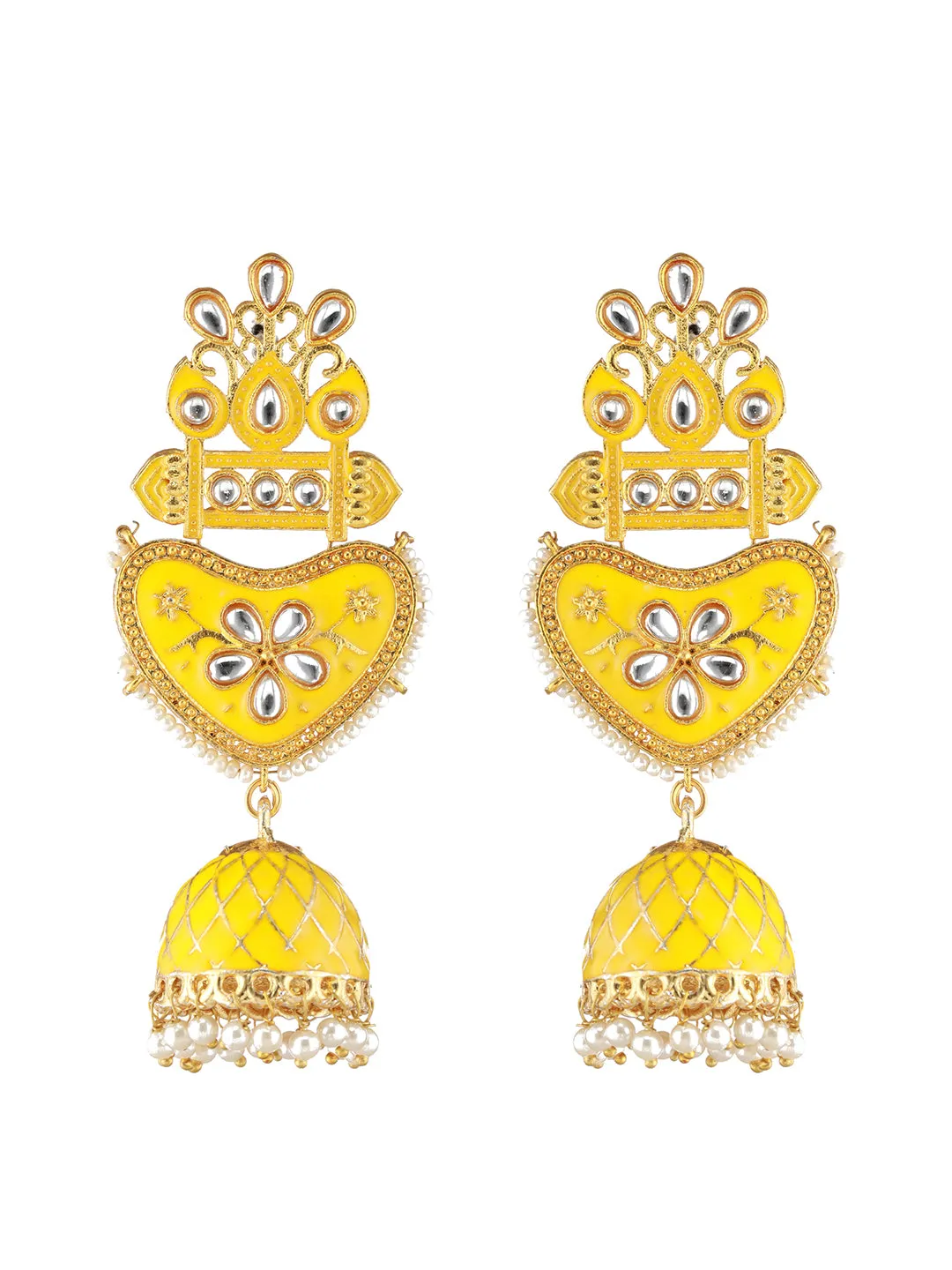 Yellow Contemporary Jhumkas