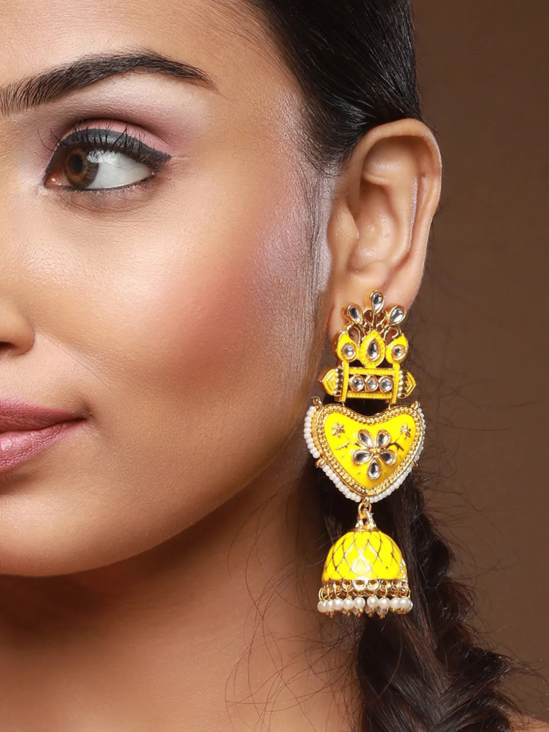 Yellow Contemporary Jhumkas