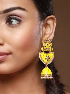 Yellow Contemporary Jhumkas