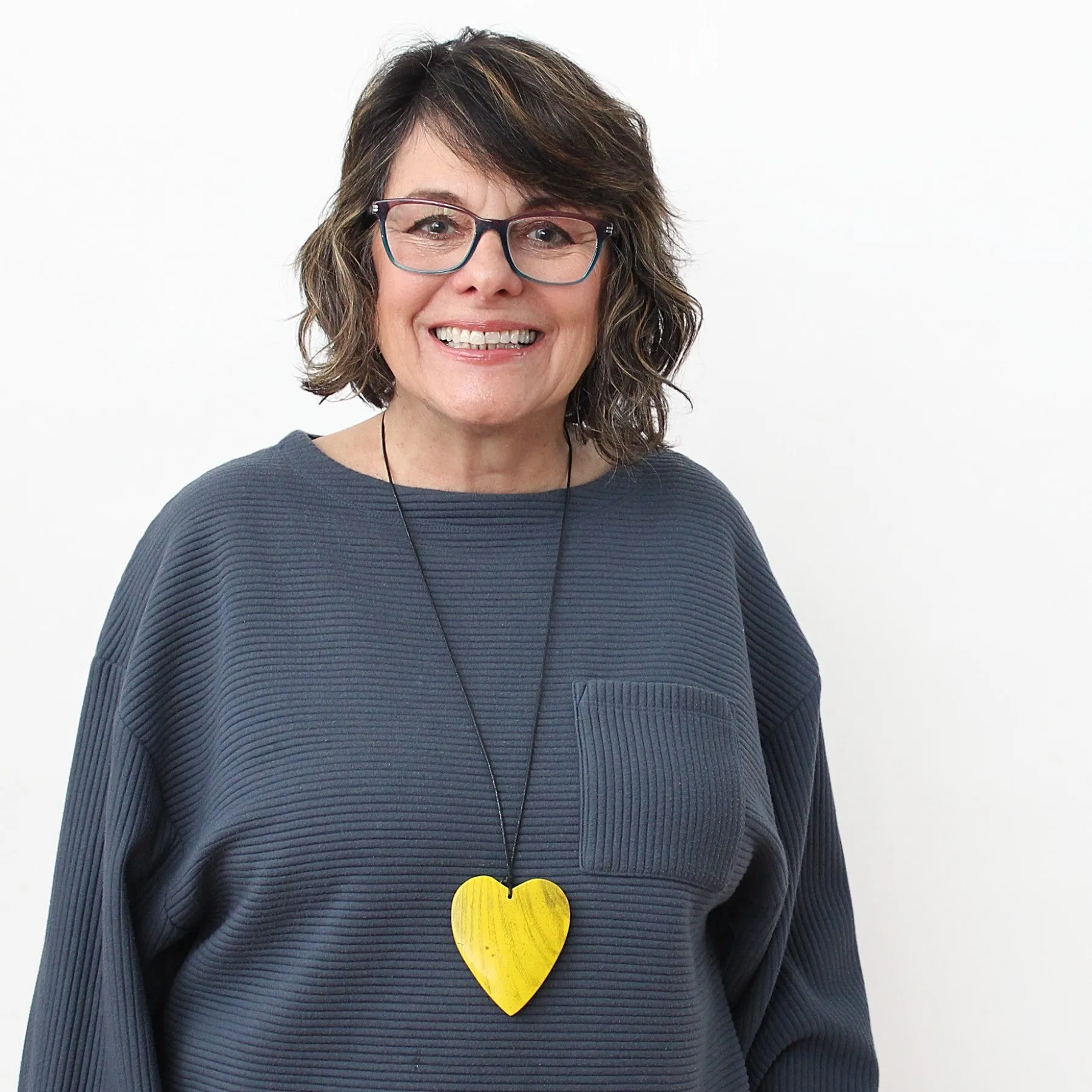 Yellow Gabi Heart Wood Necklace