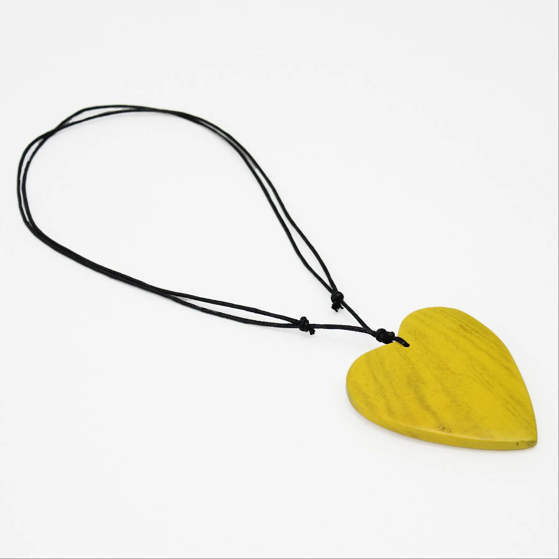 Yellow Gabi Heart Wood Necklace